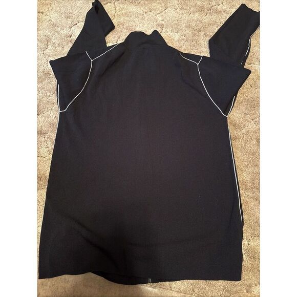 Chico's Design Sweater Sz 2 Black/White Accents  Zip Mock Neck Long Sleeves - Picture 5 of 5